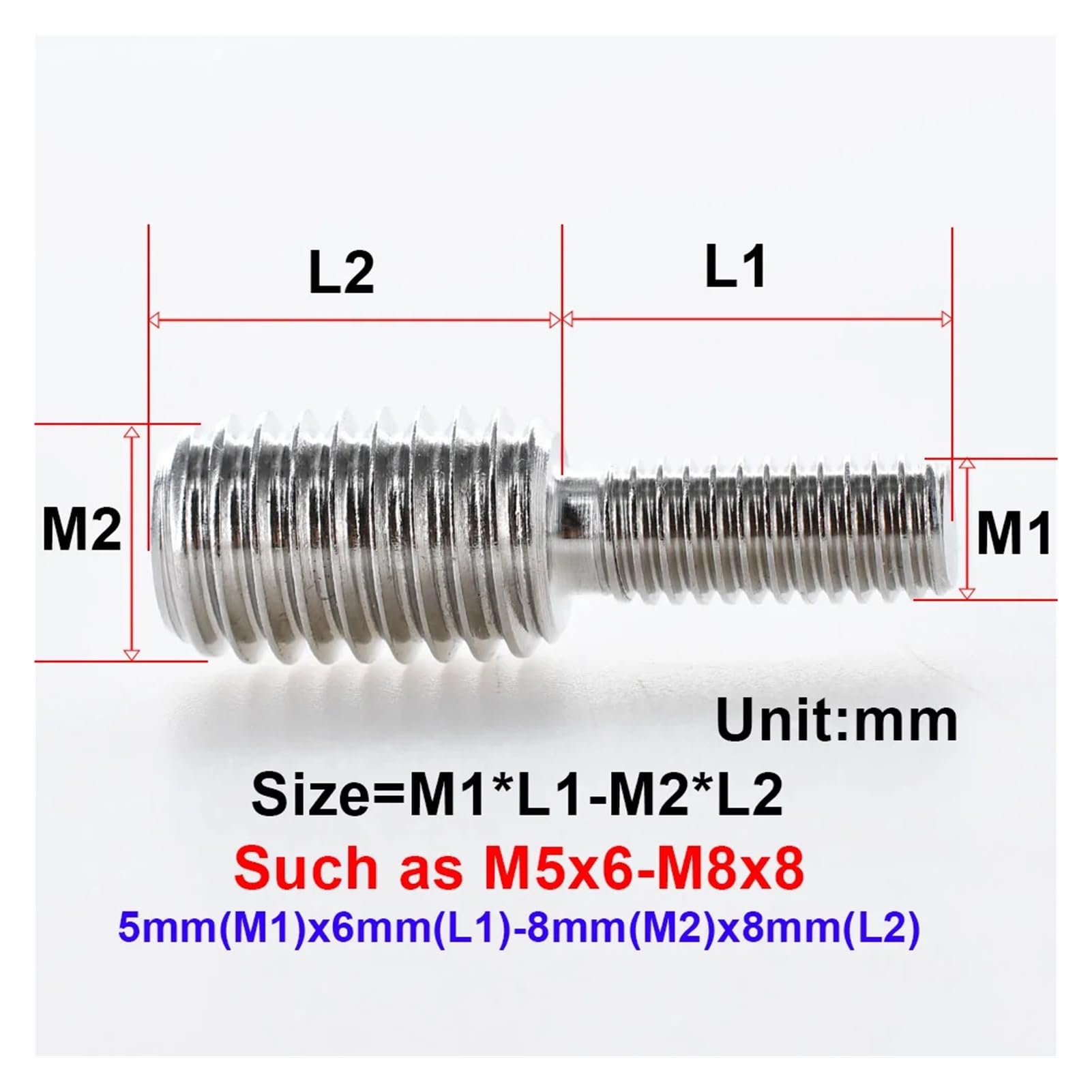 1-20 pz M4 M5 M6 M8 M10 M12 M16 Riducendo Le Viti di Conversione In Acciaio Inox 304 Doppio attacco Vite Senza Testa convertitore Bullone Adattatore for Fotocamera(1Pcs M10X25-M16X25)