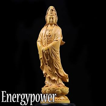 Amazon｜EnergyPower 木彫り 観音菩薩像 仏像 細工の細かいハイ