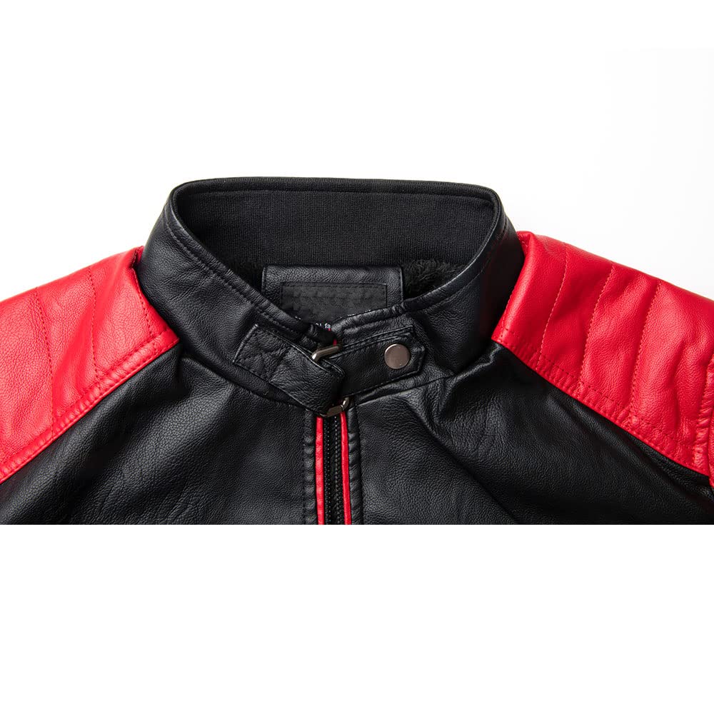 orealexpress Classic Skull Biker Live To Ride Ride To Live, Custom Name, Personalized Mens PU Leather Coat Custom Motorcycle Jacket Black Red