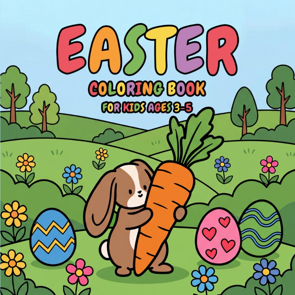 Easter Coloring Book for Kids Ages 3-5: 50 Pages for Children and Adults with Easy Patterns
