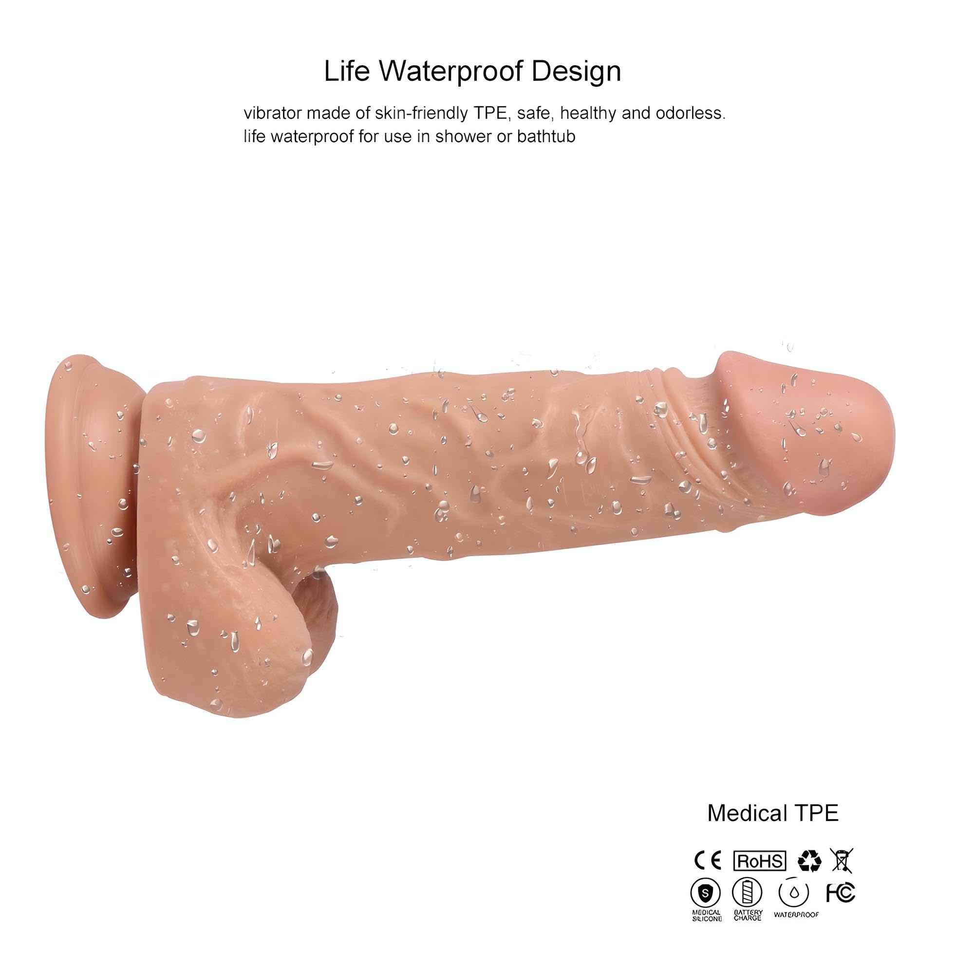 Supremo Vibrante - Dildo Realistico con 20 Modalità di Vibrazione e Telecomando Wireless, Design Impermeabile e Materiale TPE Sicuro per Esperienze Intense e Realistiche