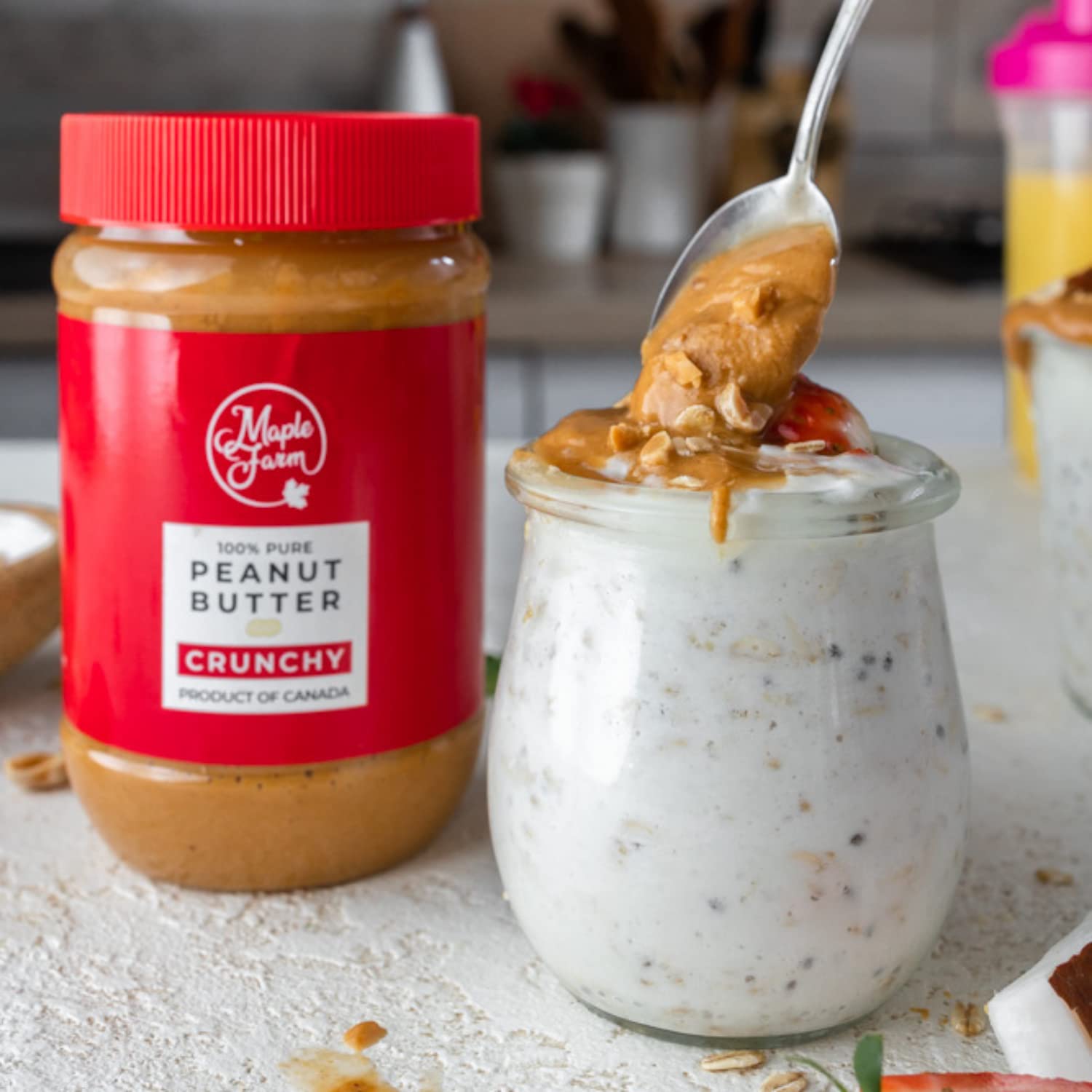 MapleFarm - 100% Puro Burro d'arachidi croccante 1 x 500g - Crema proteica e naturale - Crunchy peanut butter