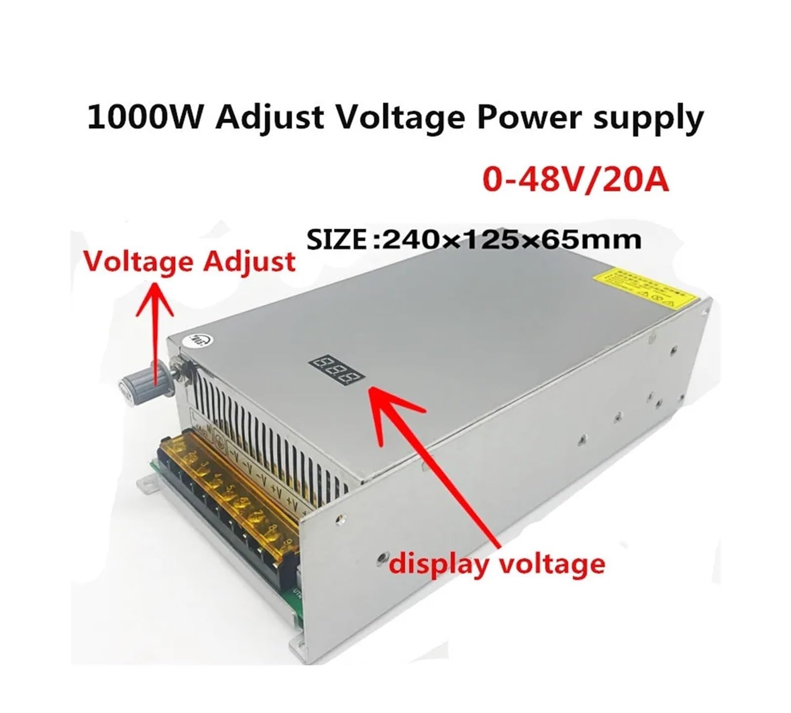 Regulowany zasilacz sieciowy 1000 W DC napięcie 0-48 V 20 A DC stabilizowany 1000 W z wyświetlaczem cyfrowym 48 V, zasilacz sieciowy regulowany