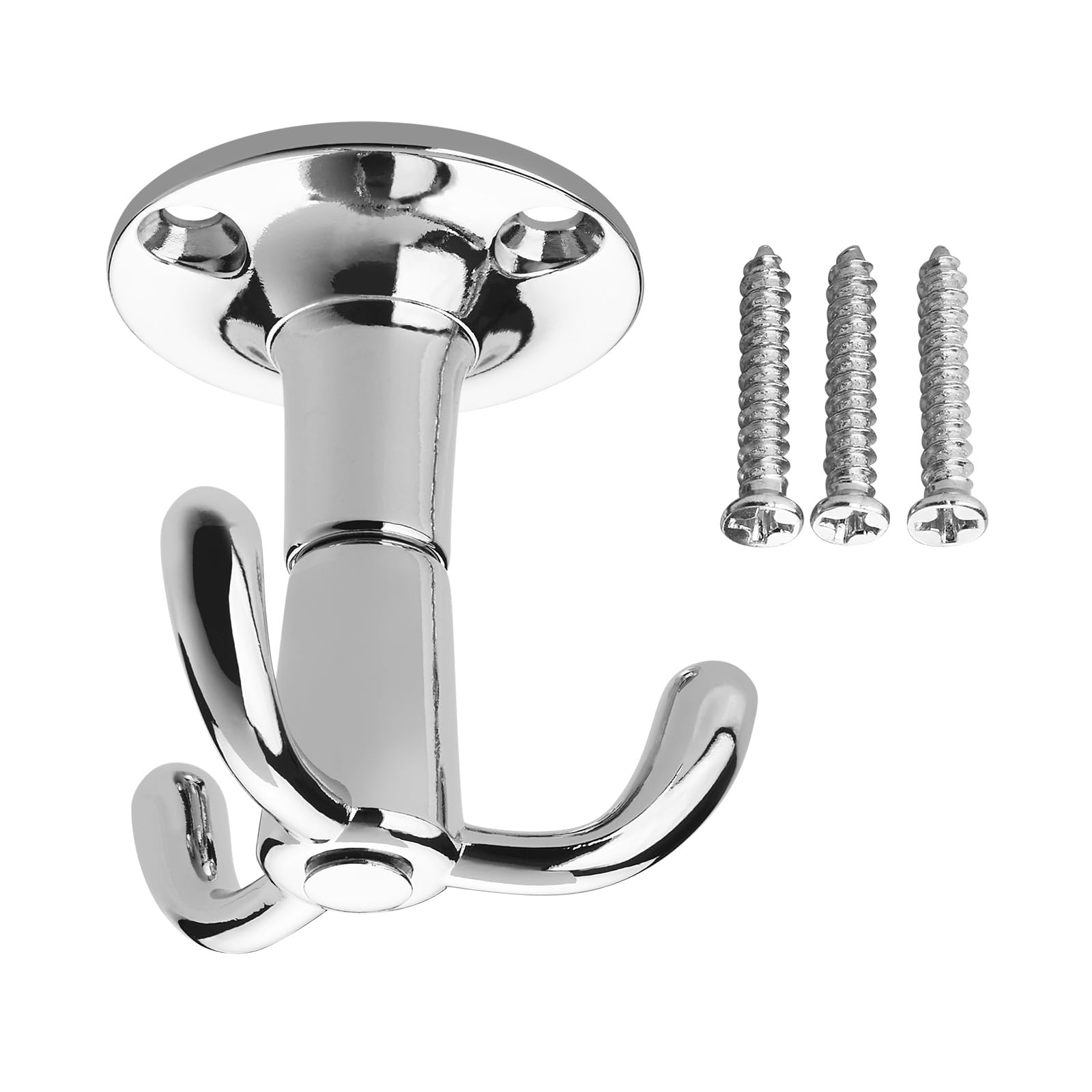10 x Crochet Tournant TROMSO Triple Chrome poli 53 x 50 mm Base Ø 40 mm Entraxe 25 mm Aluminium Patère Garde-robe