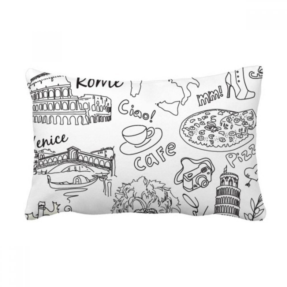 Coussin oreiller lombaire Italie paysage sketch cadeau idéal décoration maison