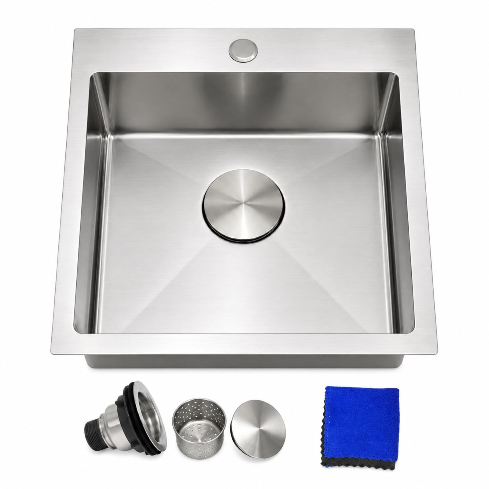 Photo 1 of 17 Inch Bar Sink Drop In – Delironexu Small Kitchen Sink, Modern 18 Gauge Stainless Steel sink with Brushed Finish, 17"x19"x6" Single Bowl kitchen Sinks for RV, Prep, and Outdoor Use