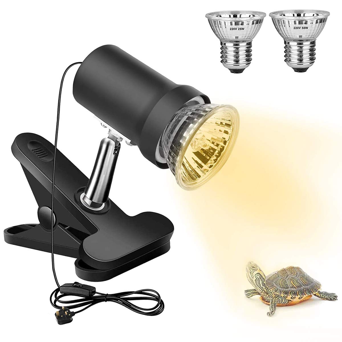 Buy Aode Tortoise Heat Lamp, 25W+50W Basking Light for Reptiles,E27 UVA