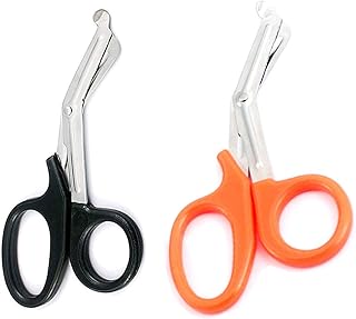 2 PCS (Black & Orange) Paramedic Utility Bandage Trauma EMT EMS Shears Scissors 7.25 INCH Stainless Steel (PC Brand)