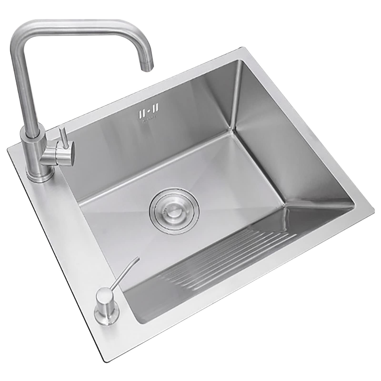 Fregaderos, Fregadero de Cocina Balcón Fregadero de Acero Inoxidable Fregadero Manual con Tabla de Lavar Fregadero Individual Fregadero de Lavandería Fregadero Multifuncional Engrosado/Plata3/