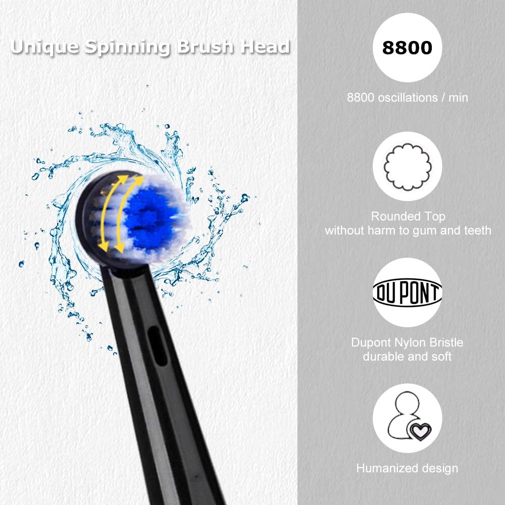 Mornwell Electric Toothbrush USB Fast Charging 3 Modes Rotary Toothbrushes Rechargeable Spin Toothbrushes with 2 Round Brush Heads for Adults & Kids (Over 8 Years Old) : Beauty & Personal Care