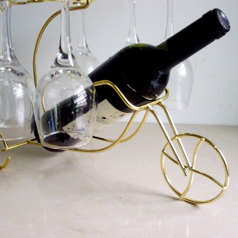 Tabletop Wine Rack and Wine Glasses Holder Creative Metal Single Wine Bottle Holder Home Decoration Retro Chariot Style Wine Stand Freestanding Countertop Wine Racks