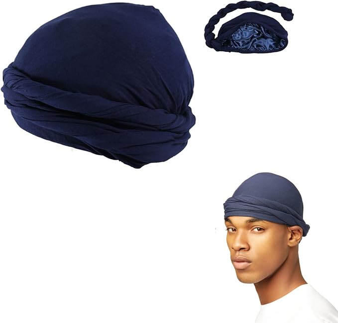 FYJTL Halo Turban for Men Silk Lined durag, Halo Turban Durag for Men