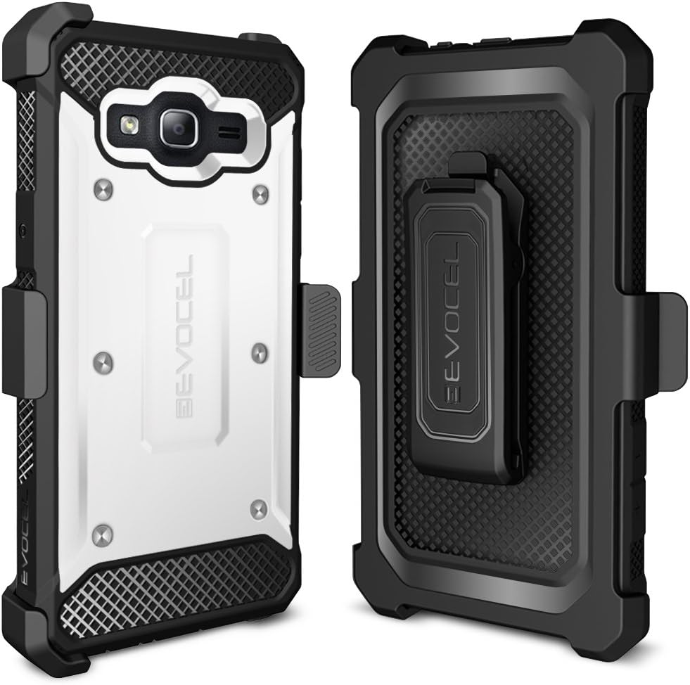 Galaxy On5 Case, Evocel [Explorer Series] Premium Full Body Case with Rugged Belt Clip Holster for Samsung Galaxy On5 (Model No G550), White (EVO-SAMON5-ZZ18)