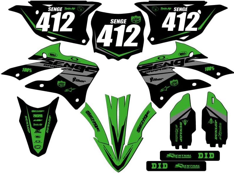 2022-2025 KX 112 Binary Green Senge Graphics Complete Kit with Rider I.D. Compatible with Kawasaki