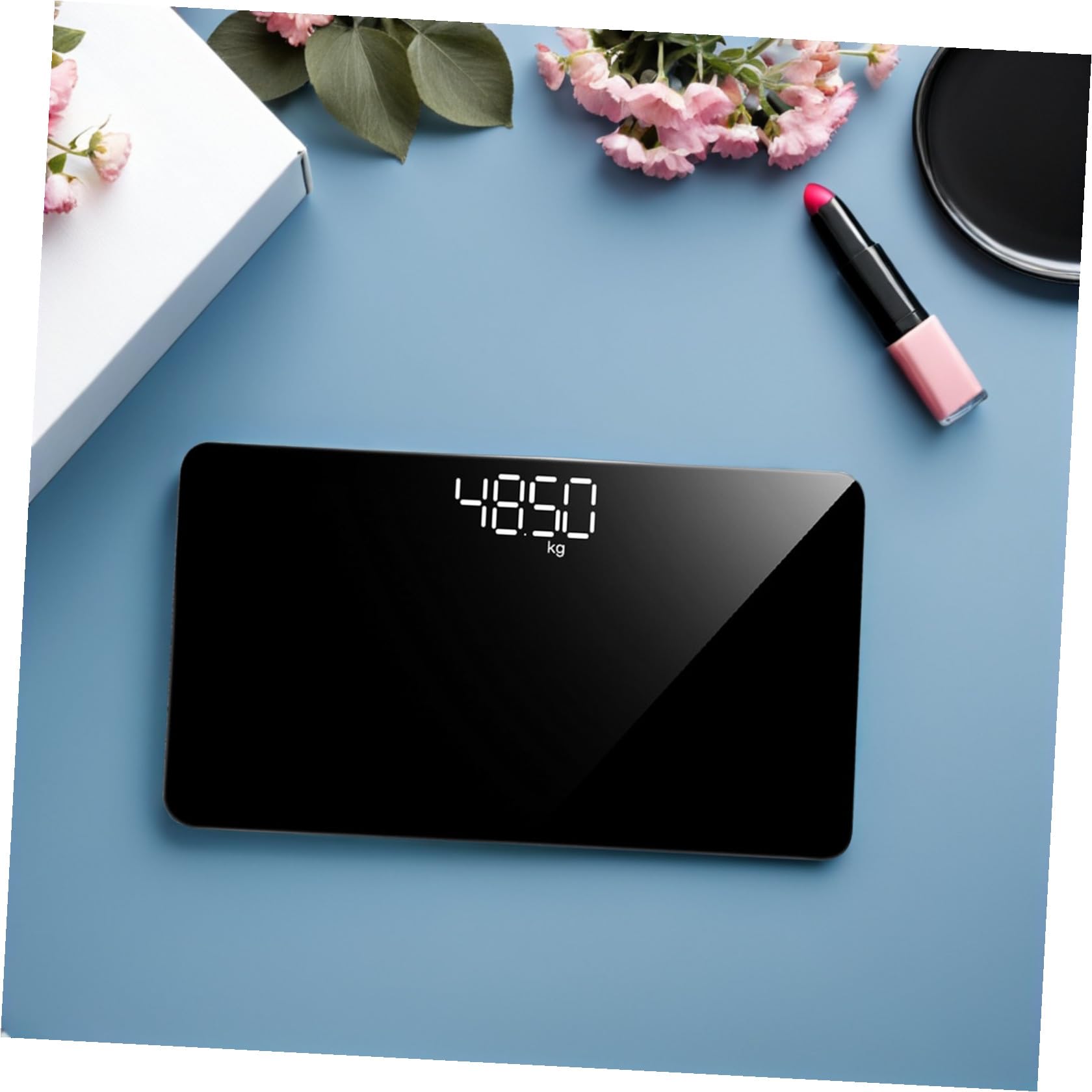 Báscula Electrónica Portátil de Espejo Recargable, Mini Báscula Digital de Pesaje Corporal 25x14 Cm, Precisión 50 G, Ligera y Compacta para Uso Doméstico y Viaje