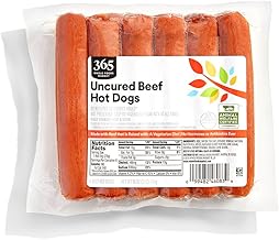 365 Everyday Value, Uncured Beef Hot Dogs 6:1, 16 oz