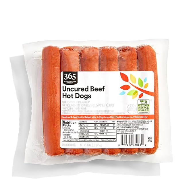 365 by Whole Foods Market, Uncured Beef Hot Dogs, 16 oz