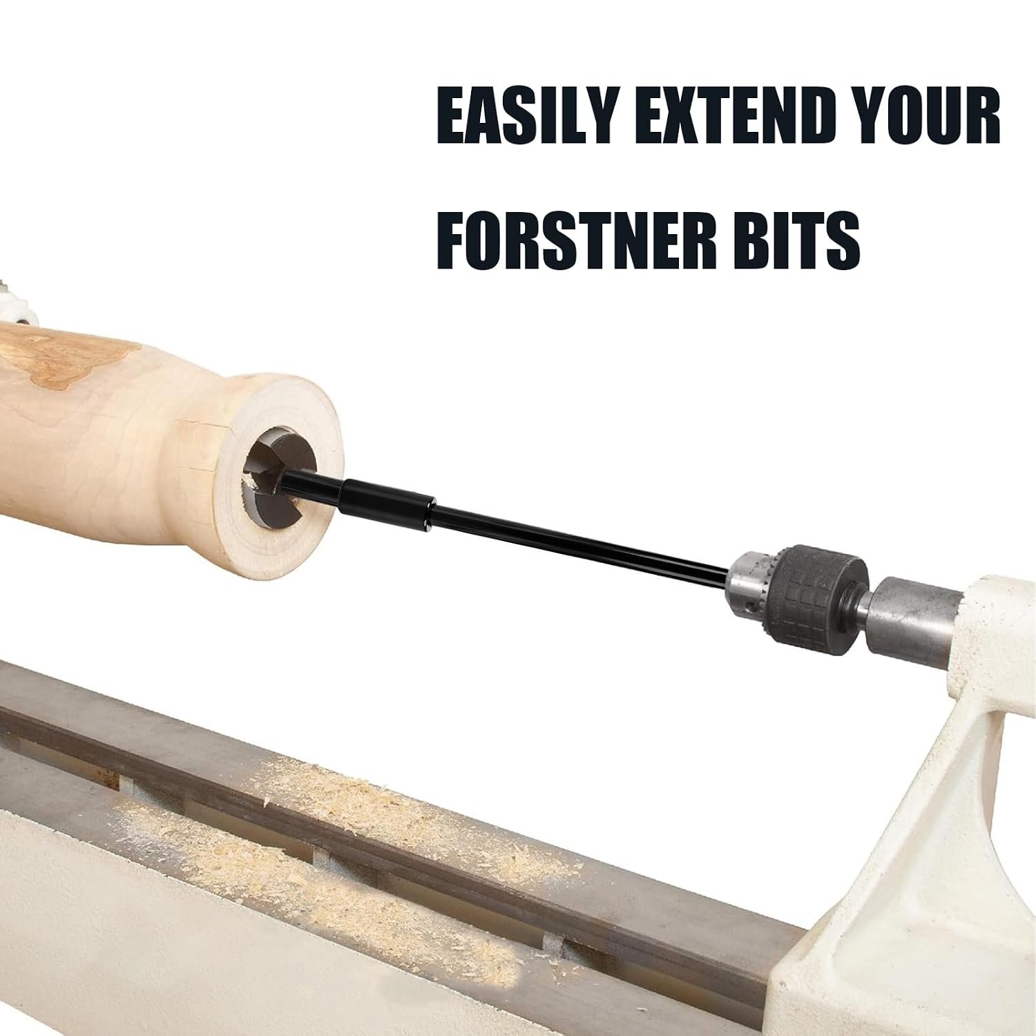 10 Inch Forstner Bit Extension for 3/8'' Hexagonal Shank Black Hole Saw Drill Chuck Extension Adding 8-3/4 inches Drilling Depth to Forstner Drill Bit for Wood Turners Furniture Carpentry
