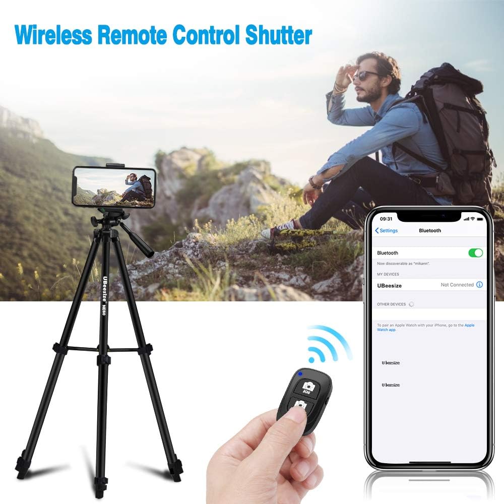 Wireless remote control and a smartphone screen showing Bluetooth pairing process