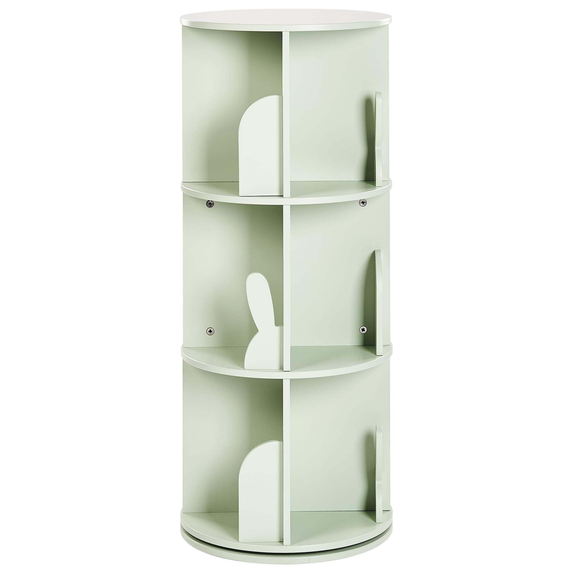 Beliani Bibliothèque Rotative à 3 Niveaux en MDF en Forme de Lapin Chambre Enfant Vert Clair Caney