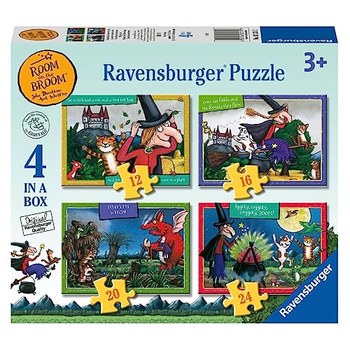Ravensburger Room on The Broom 4 in Box (12, 16, 20, 24 Piece) Jigsaw Puzzles for Kids Age 3 Years Up - Toys for Children