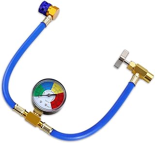 YSTOOL AC U Charge Hose with Gauge Car Refrigerant R134a Recharge Tool Kit Auto Air Conditioner Charging Hose 100PSI Low Pressure Measuring Meter R134a Can Tap Quick Coupler