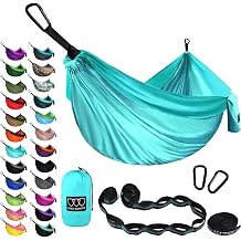 Gold Armour Camping Hammock - XL Double Hammock, Portable Hammock, Camping Accessories, Outdoor/Indoor Use with Tree Strap, US Based Brand Seafoam