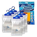 ANSIO® Wardrobe Dehumidifier Disposable Hanging Bags Pack of 6 Room Moisture Absorber Condensation Remover for Damp, Mould in Home, Bathroom, Window, House, Kitchen, Bedroom Interior Traps