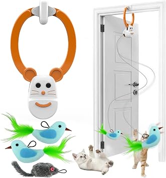 Interactive Cat Toys for Indoor Cats, Automatic Flying Bird Feather Wand Toy for Chase Exercise Enrichment, Rechargeable Durable Safe Hanging Cat Toy for Bored Kittens & Adult Cats