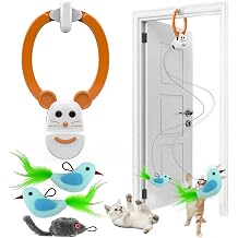 Interactive Cat Toys for Indoor Cats, Automatic Flying Bird Feather Wand Toy for Chase Exercise Enrichment, Rechargeable Durable Safe Hanging Cat Toy for Bored Kittens & Adult Cats