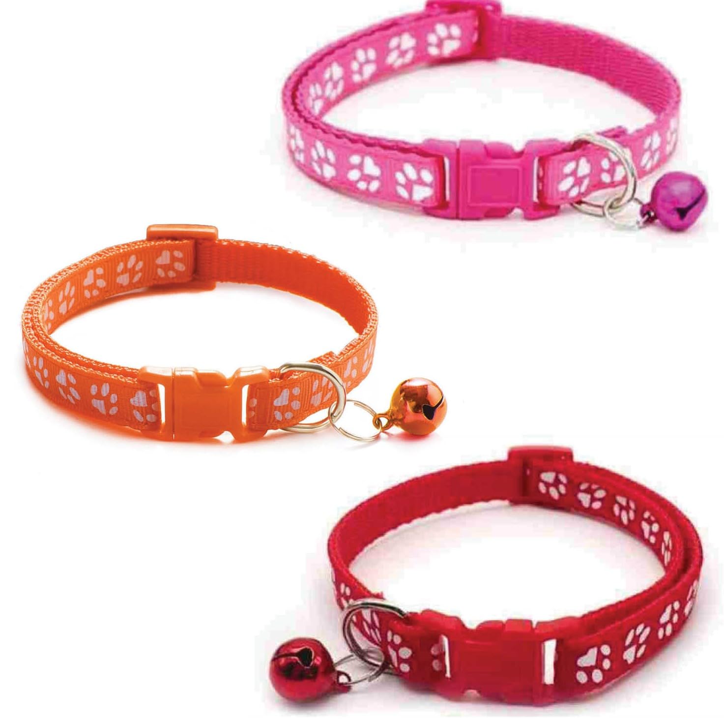 Litvibes Cat Collars Set of 3 with Bell,Kitten & Small Dogs Soft Adjustable Collar Safe,Solid & Protection Breakaway for Cats & Puppies,Cute Kitty with Paw Print-(Orange,Dark Pink,Red) (B0D1CHY2RN) Amazon Price History, Amazon Price Tracker