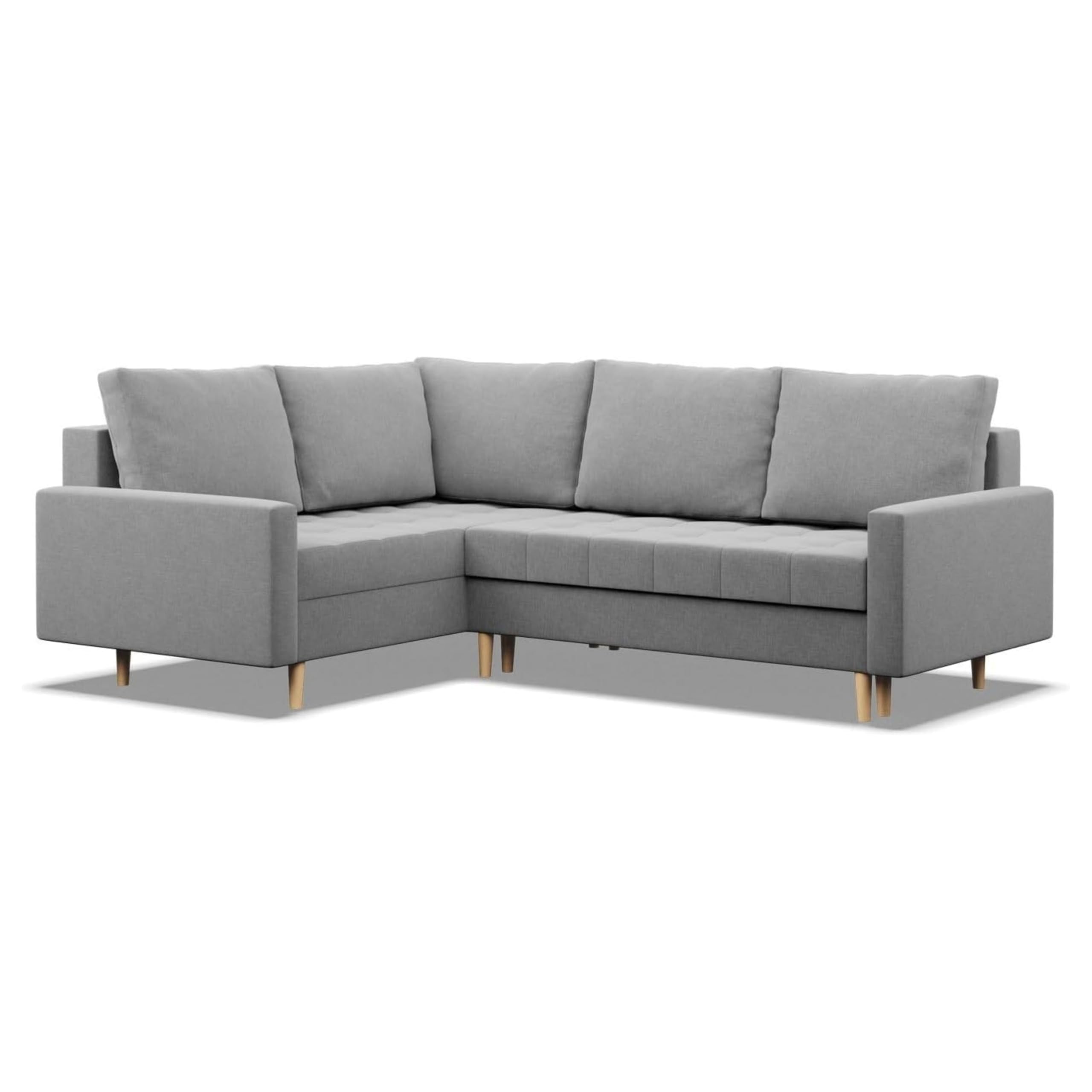 Mebligo - Ecksofa mit Schlaffunktion und Bettkasten Elma, Eckcouch mit Ottomane Links, Sofa L Form (BxTxH) 223 x 172 x 88 cm, Couch Wohnzimmer, Ecke Sofa, Grau (Lux 32)