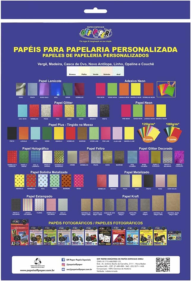 Off Paper Vergê Papel Texturizado para Impressora Pacote com 50 Folhas, Branco, A4