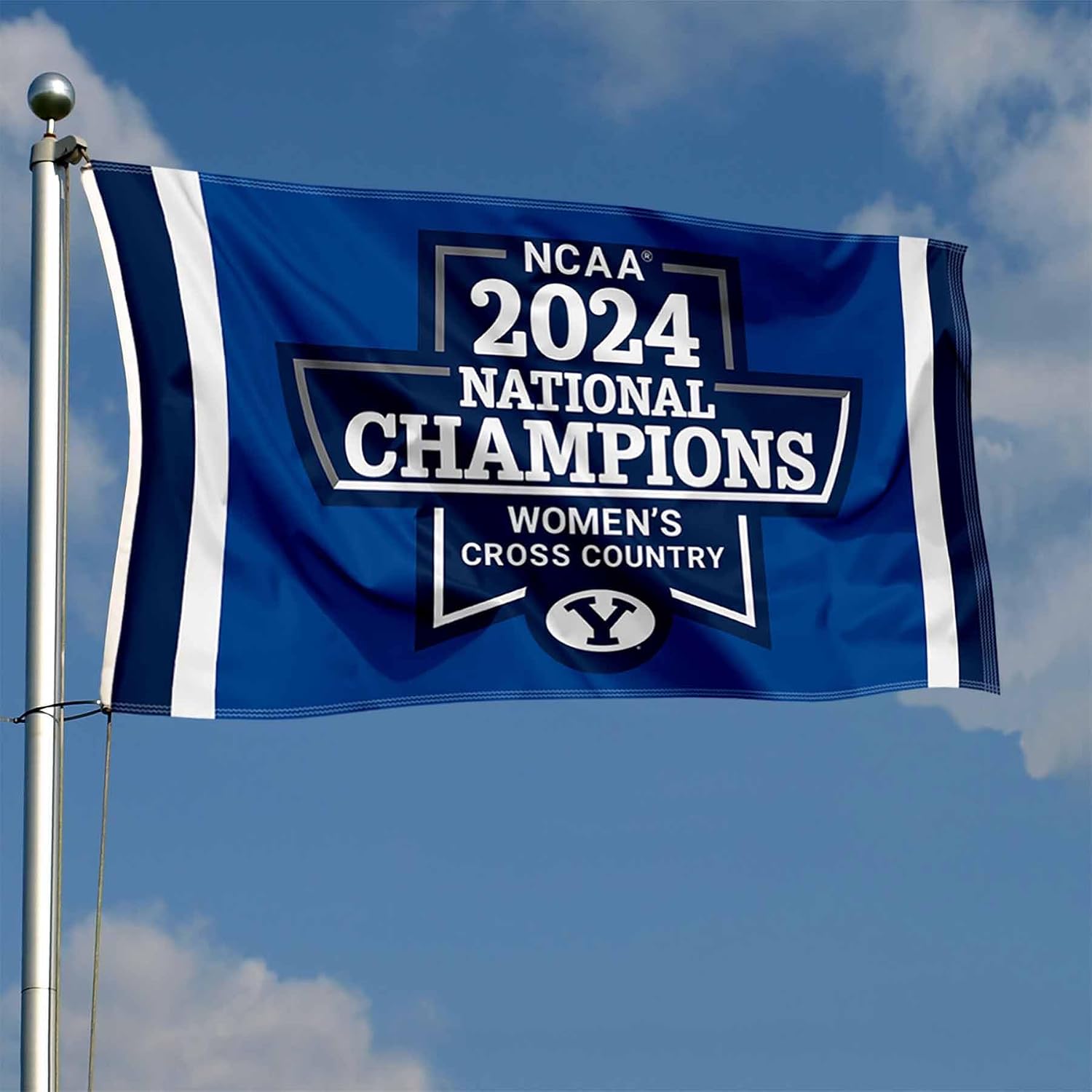 College Flags & Banners Co. Brigham Young Cougars Women's Cross Country 2024 Champions 3x5 Grommet Flag