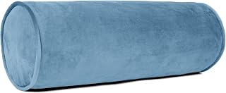Sherry Kline Velvet Set of 2 Neck Bolster Pillow, Made with Plush Velvet, Cylinder Pillows, for Couch & Bed, Decorative Round Throw Pillow, Back & Neck Support (Set of 2, Bluestone)