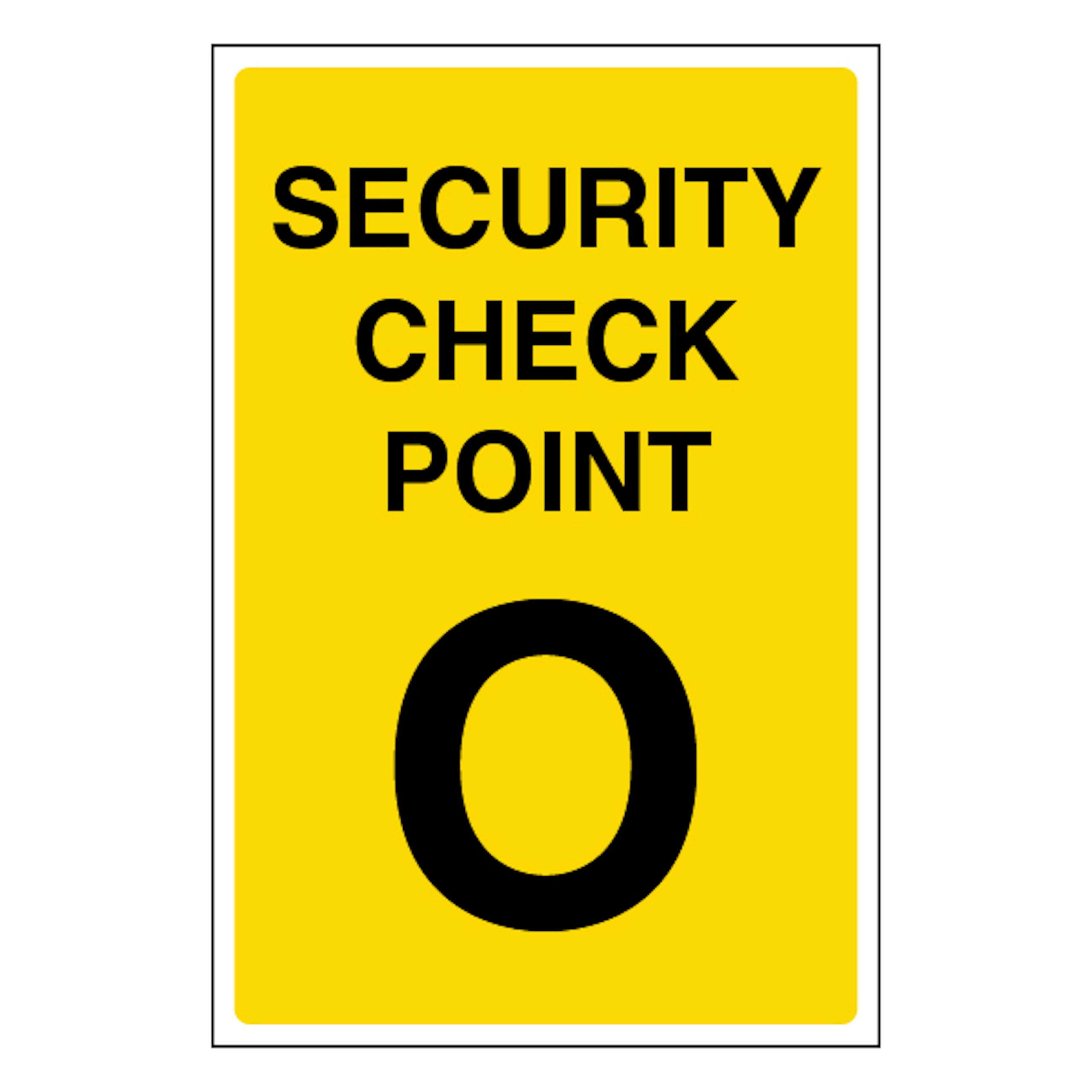 V Safety Security Check Point O 100 x 150 mm - Glow In The Dark 1mm Rigid Plastic