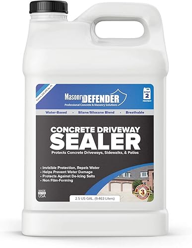 MasonryDefender Sellador de hormigón penetrante de 2.5 galones para calzadas, patios, aceras, sellador de silano a base de agua transparente