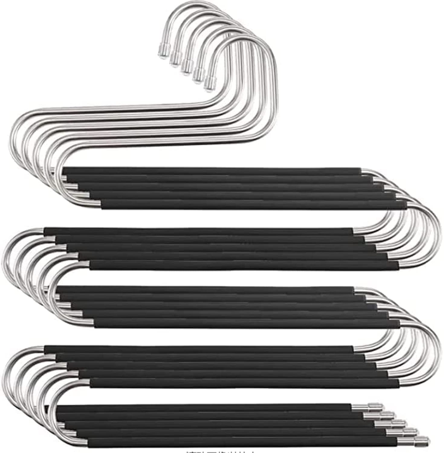 Coclux 5 Packs Pants Hangers S-Shaped S-Type Space Saving Pants Non-Slip Hangers Trouser Hangers Stainless Steel Multi Layer Multifunctional Pant Hanger Closet Storage for Jeans Shirts for Scarfs Ties