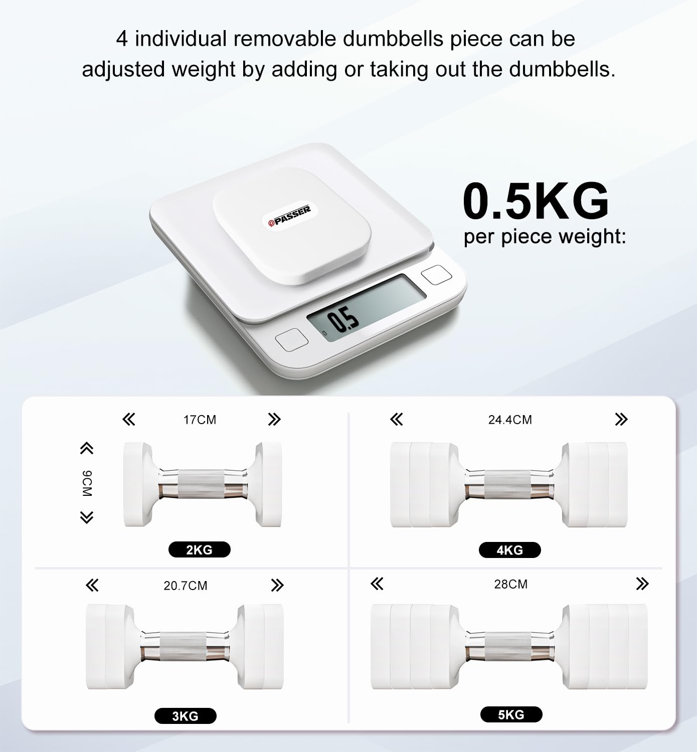Set di manubri Regolabili da 10 kg, 4 in 1 Set di Pesi Liberi per Donne e Uomini, Allenamento in Palestra a casa per l'allenamento della Forza