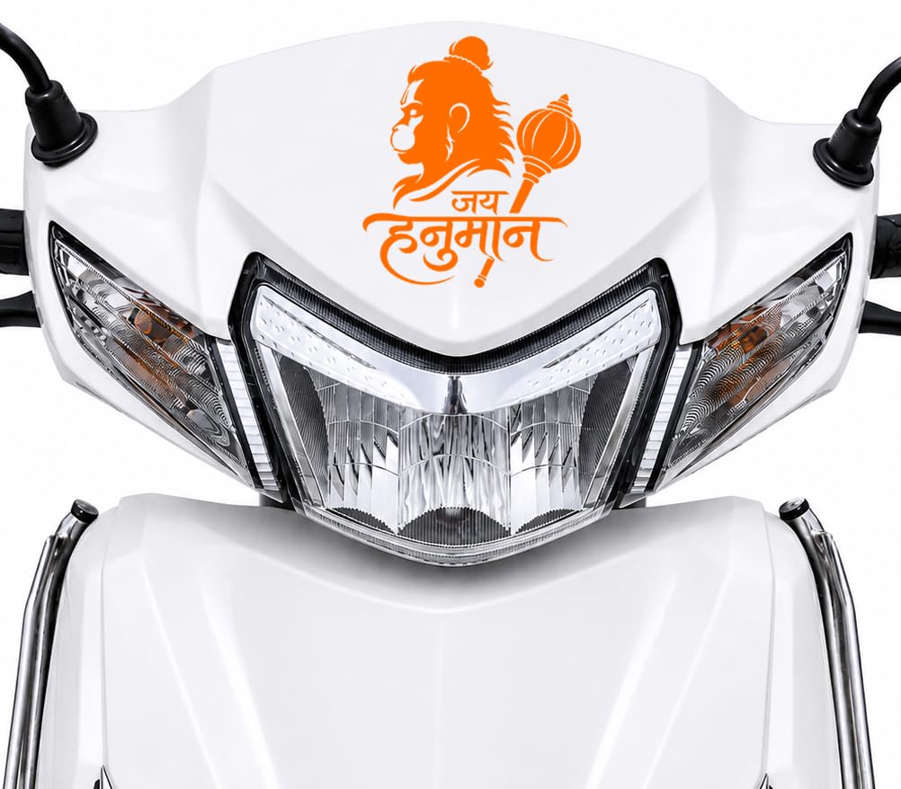 Hanuman Sticker for Bike | Jai Hanuman Angry Eyes Reflective Vinyl Sticker | Bajrangbali Face Decal for Bike Tank & Body | Waterproof Self-Adhesive Sticker - Orange-picture-32