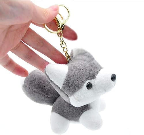 Perro de peluche Husky de peluche llaveros juguetes cachorros adornos colgantes gris, Gris