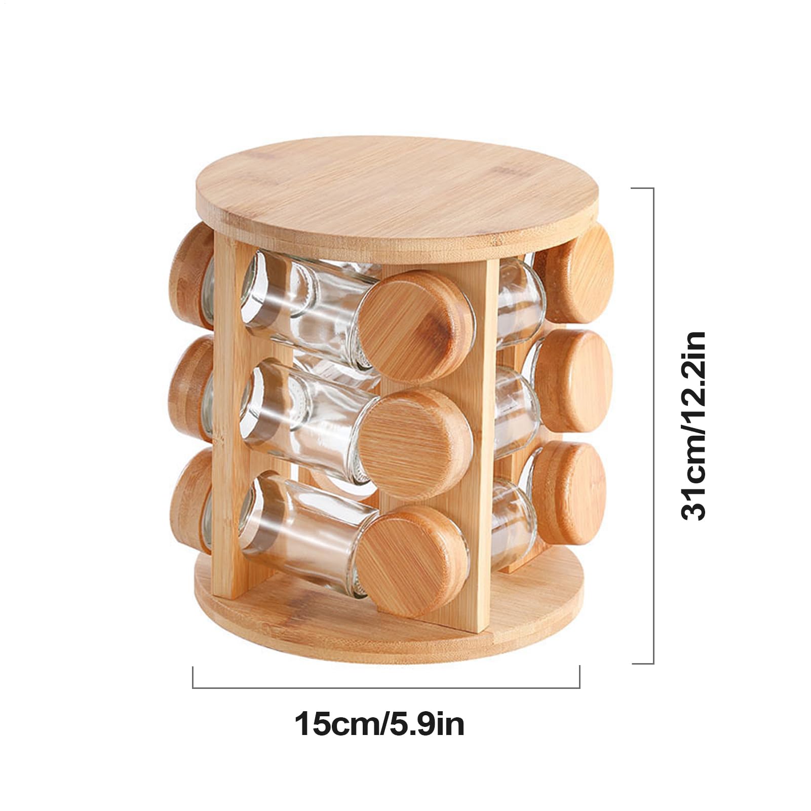 Scaffale per spezie in legno - Porta vasi per condimenti per cucina | supporto girevole per contenitori per sale e scatole di condimento