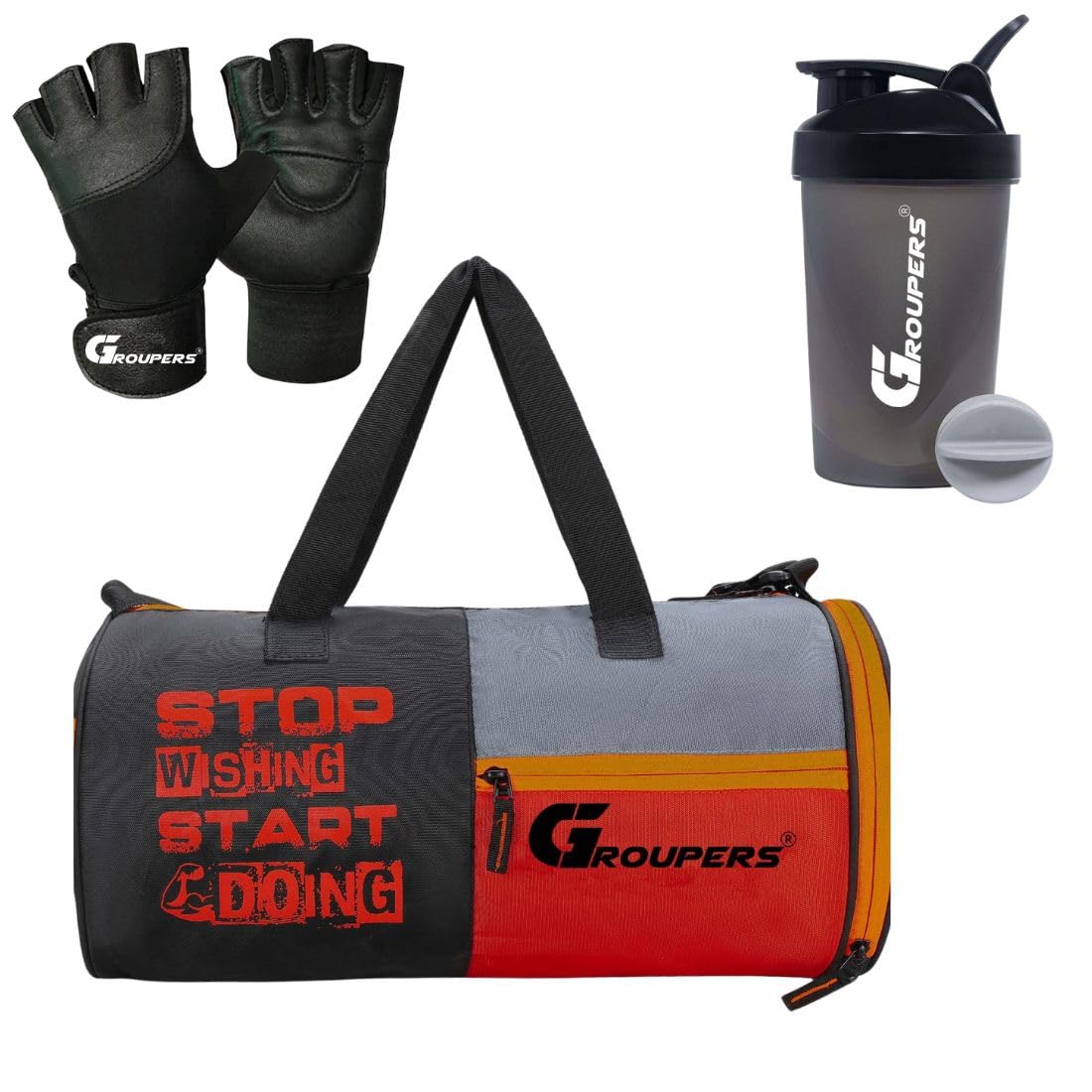 Gym Bag Combo Set for Men & Women – 20L Duffle Bag with Shoe Pocket + 400ml Protein Shaker + Weight Lifting Gloves, 3-in-1 Fitness & Travel Accessories Kit-image-49