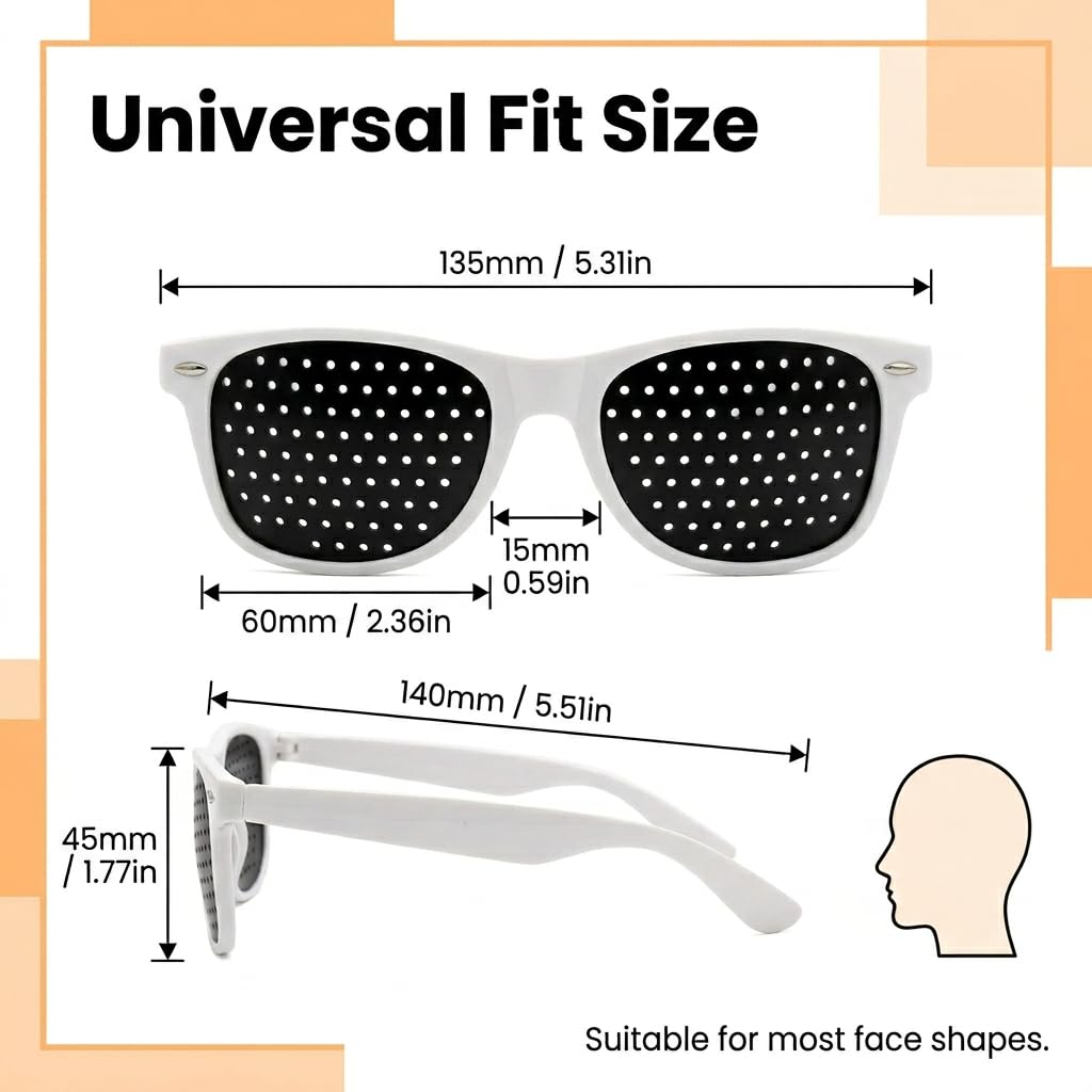 Lunettes Sténopéïques à Grille Optique pour Repos des Yeux, Réduction Fatigue Visuelle, Blanc/Noir