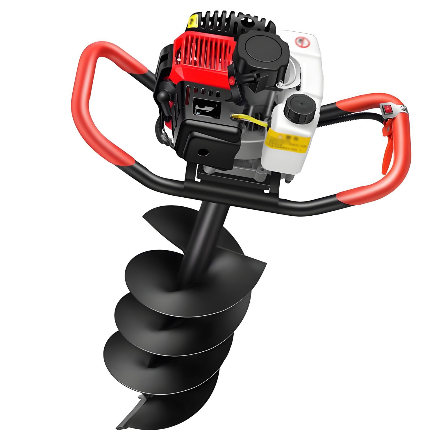 QuinteZhenTially 199cc 4 Stroke Gas Powered Earth Auger,3800 W Heavy Duty Post Hole Digger Kit,Earth Auger Engine with Dual Handles,Speed 9800 Rpm,for Fencing,Gardening,Tree Planting 6CM