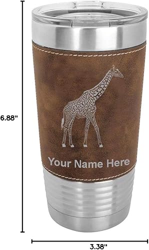 Miniatura 9 de LaserGram Vaso aislado al vacío de 20 onzas, jirafa, grabado personalizado incluido (cuero sintético, rústico)