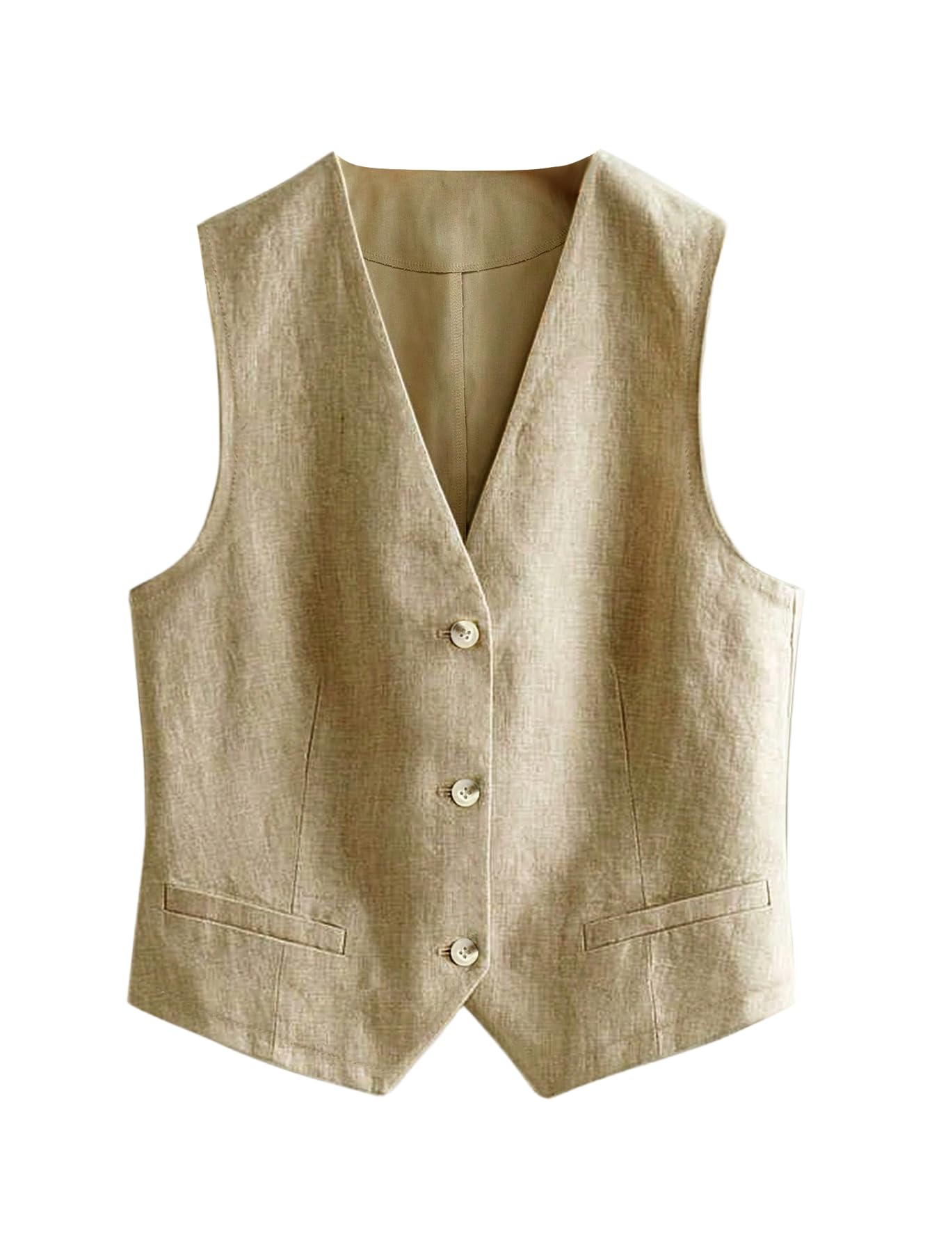 Verdusa Womens Line Vest Button Down Blazer Sleeveless Going Out Top Trendy Work Vest Business Casual Shirt