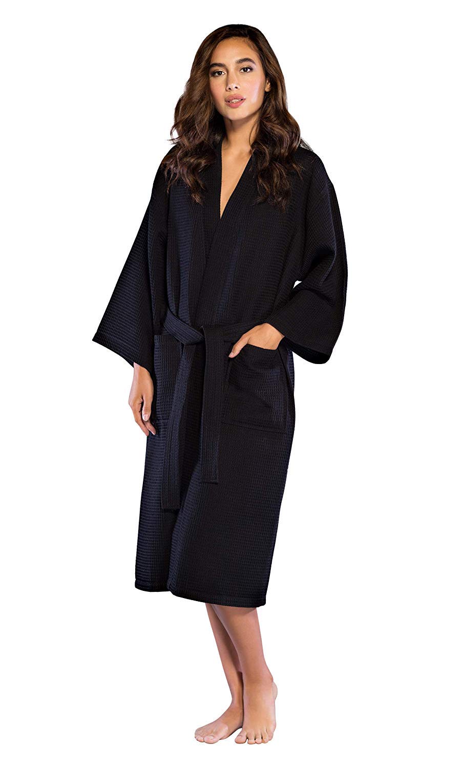 Personalized Embroidered and Monogrammed Bathrobes for Women | Lightweight Long Waffle Kimono Unisex Spa Robe