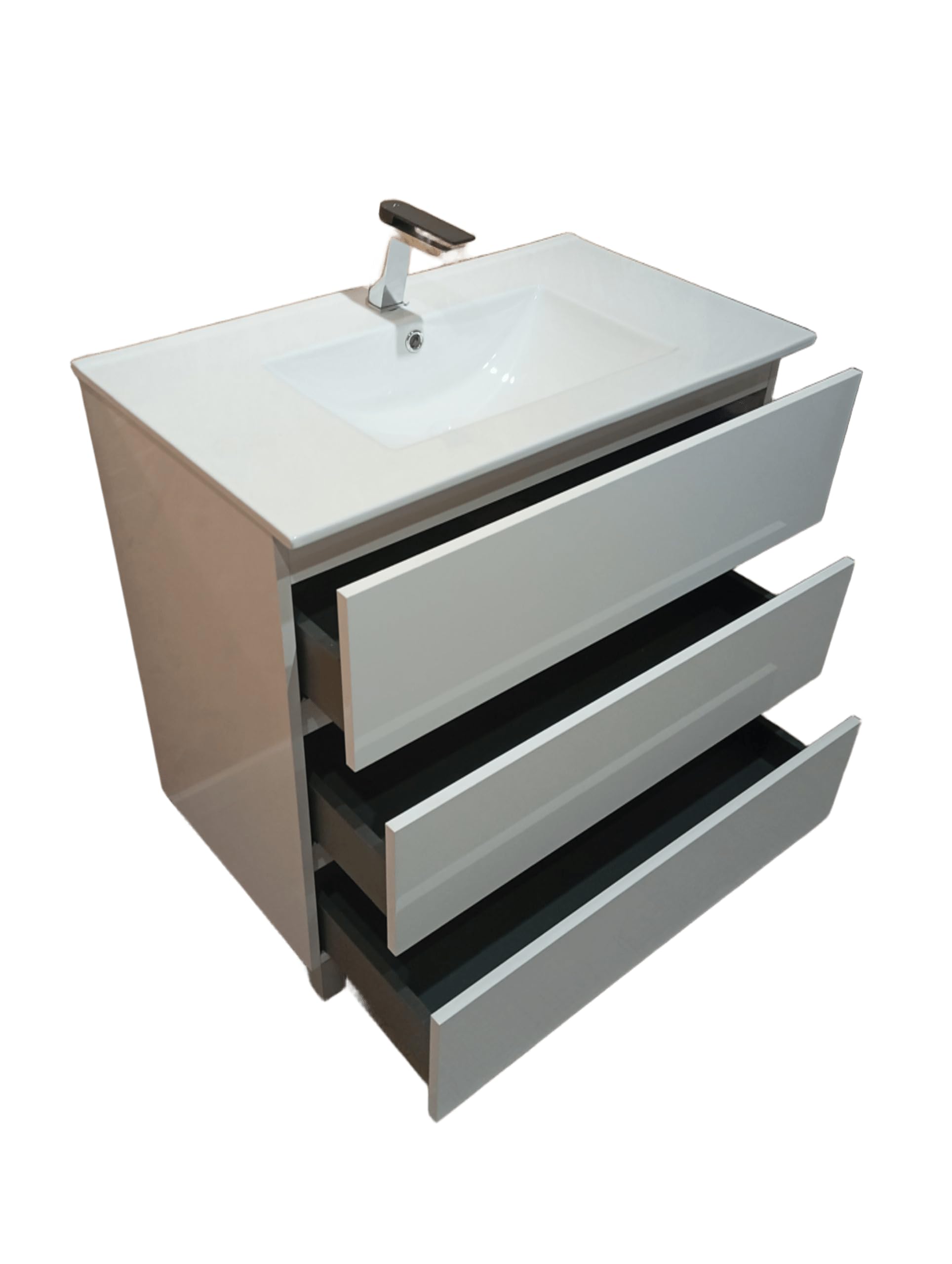Aquore | Mueble Baño Sevilla A Suelo 3 Cajones con Lavabo | Color Roble Ostippo | Ancho 100 cm x Fondo 44 cm x Altura 81 cm Desde Suelo