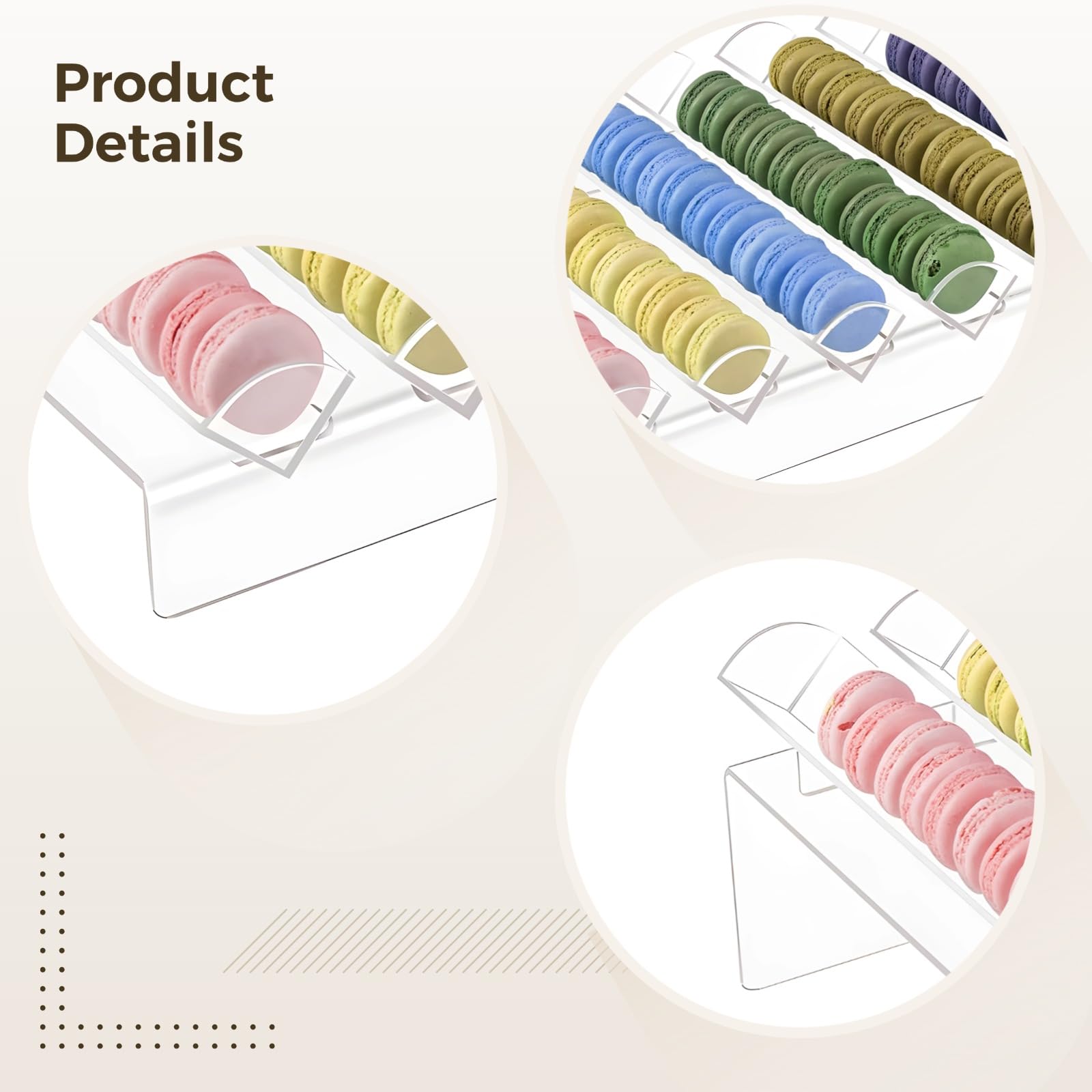 Plateau de présentation pour macarons, en acrylique, transparent, plateau de rangement pour macarons, présentoir à desserts avec 6 fentes pour servir à la maison